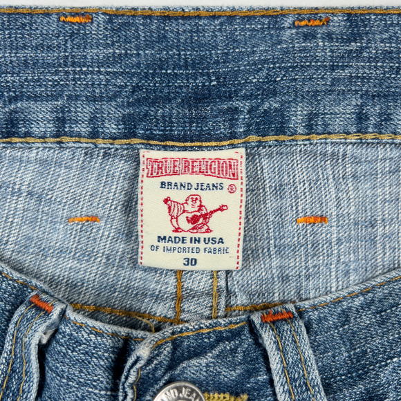 True Religion Straight Jeans World Tour Nathan Blue Flap Pocket Men's Size 30x34 - Picture 5 of 9